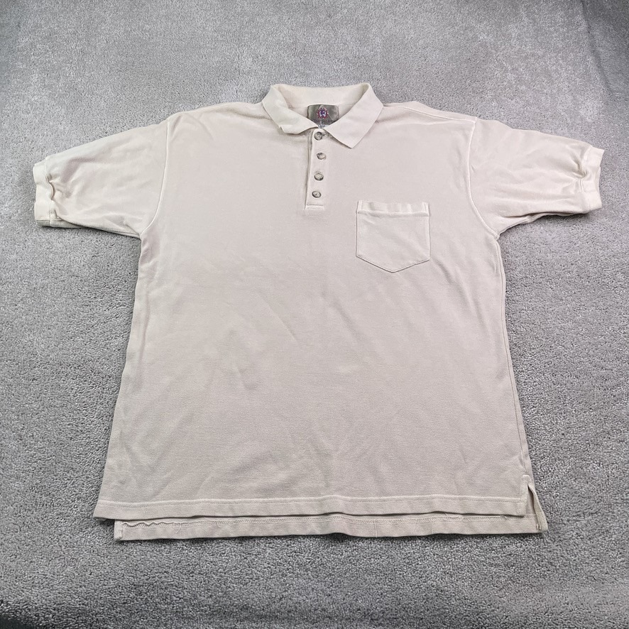Territory Ahead Polo Shirt Mens Xl Cream Ivory Pique Cotton Chest Pocket